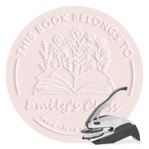 Wildflower Book Embosser | Black / 1 5/8" Diameter / Bottom