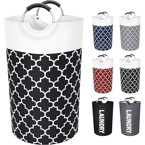 Fabspace Large Laundry Basket Laundry Hamper Bag Washing Bin Clothes Bag Collapsible Tall With Handles Waterproof Travel Bathroom College Essentials Storage For College Dorm, Family (Black)82L - Black - 82L