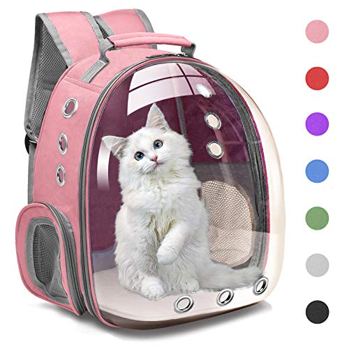 Henkelion Cat Bubble Carrying Bag, Backpack Carrier for Small Medium Dogs Cats, Airline Approved Travel Space Capsule Pet Carrier Dog Hiking Backpack - Pink - Pink