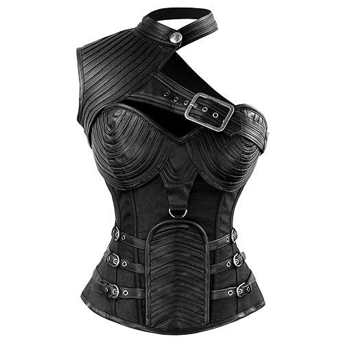 Charmian Women's Steampunk Gothic Heavy Strong Steel Boned Corset with Zipper - Small - Black