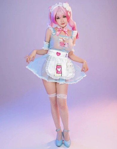 Toy Room Mesh Maid Cosplay Set - S