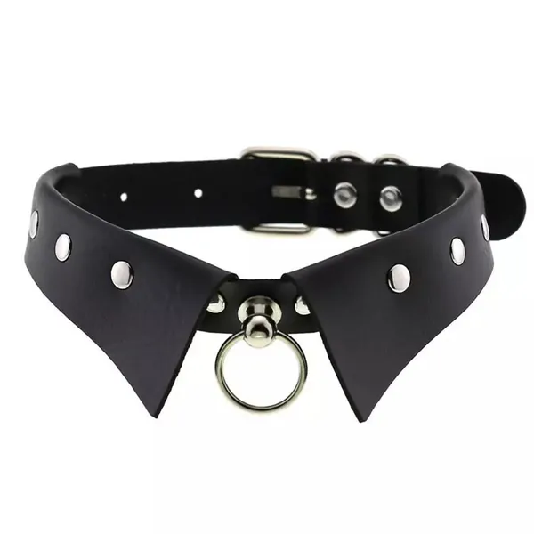 Marax - Gothic Black Collar Choker PU Leather