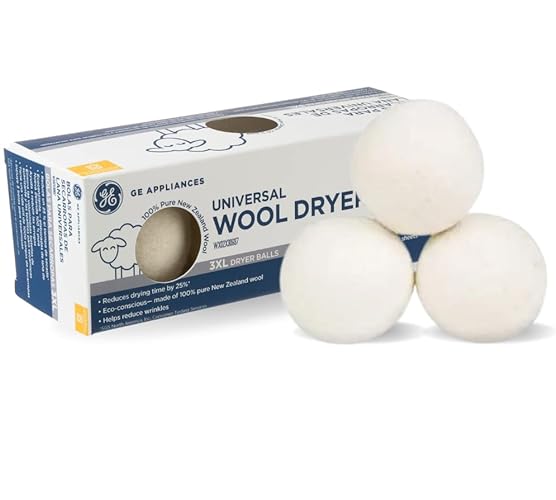GE Appliances Wool Dryer Balls, XL 3 inch Reusable Natural Fabric Softener Made of 100% Pure New Zealand Wool, Set of 3 - 1