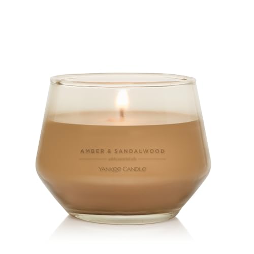 Yankee Candle Studio Medium Candle, Amber & Sandalwood, 10 oz: Long-Lasting, Essential-Oil Scented Soy Wax Blend Candle | 40-65 Hours of Burning Time - Amber & Sandalwood - 1 Count (Pack of 1)