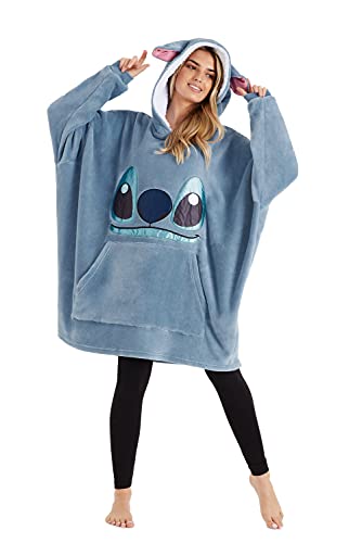 Disney Felpa Donna Ragazza Felpa Coperta Oversize Pile Taglia Unica Stitch - Blu