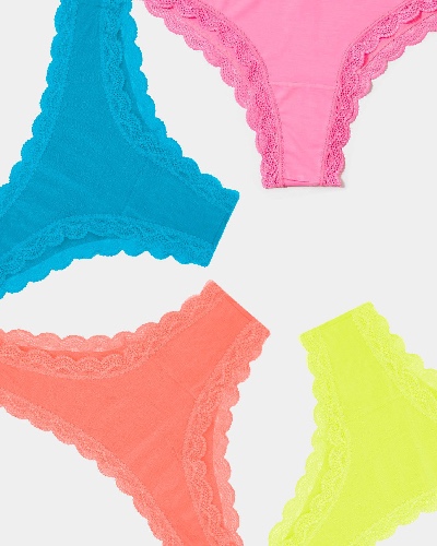 Brazilian Knicker Four Pack - Neon Brights | L