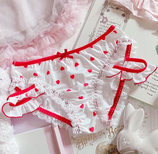 Red & White Lolita Panties - Love / L