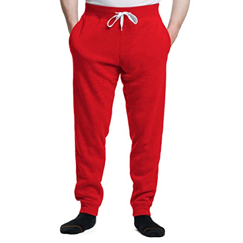 Premium Wear Men’s Jogger Sweatpants - Lightweight, Super Soft, 100% Polyester | Elastic Drawstring, Deep Pockets, Tag-Free - X-Large - Red