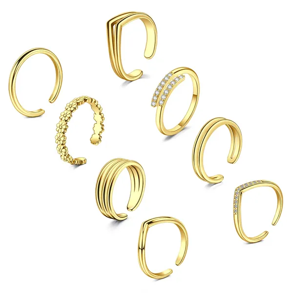 TOKRING Toe Rings for Women Silver Rose Gold Adjustable Toe Ring Women Beach Foot Jewelry for Summer Sandals - Style C - Gold