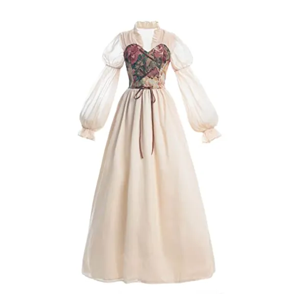 Nuoqi Victorian Dress for Women Renaissance Costume Edwardian Vintage Fairy Dress