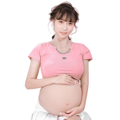 YRZGSAWJ Silicone Pregnant Belly 9 Month Artificial Fake Pregnant Belly Lifelike Skin for Actor Maternity - ivory white (9 months)