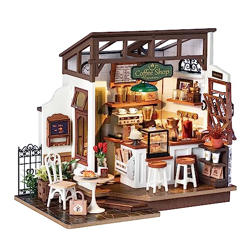 Rolife Maison de Poupées avec Meubles Miniature Maison en Bois Kits de modèles Jouets Cadeau de Noël pour Enfants et Femmes (NO.17 Café) - NO.17 Café