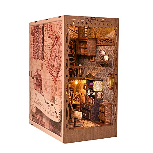 DIY Book Nook Kit, Kit de Maison de poupées Miniatures, Maison de Poupée, Puzzle en Bois 3D, Décoration Cadeau Personnalisé D'école de Maison de poupée (Scholar's Dreamland) - Scholar's Dreamland