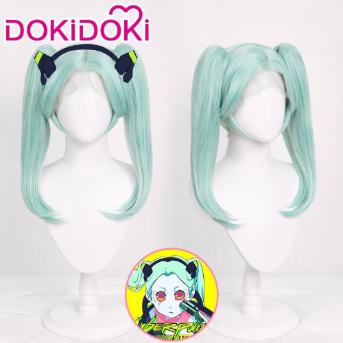 【 Ready For Ship】【Front Lace】DokiDoki Game Anime Cyberpunk: Edgerunners Cosplay Front Lace Rebecca Cosplay Long Green Wig / Headwear | Front Lace Rebecca Wig Only