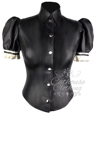 Latex puff sleeve blouse | medium / White