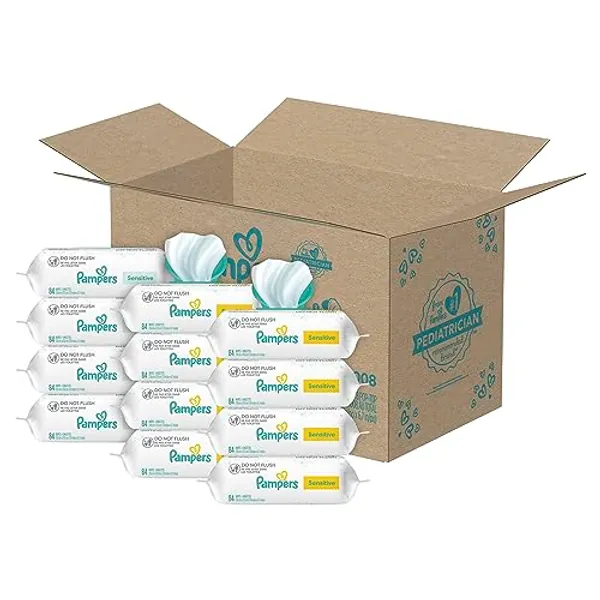 Pampers Sensitive Baby Wipes, Water Based, Hypoallergenic and Unscented, 8 Flip-Top Packs, 4 Refill Packs (1008 Wipes Total) (Packaging May Vary)