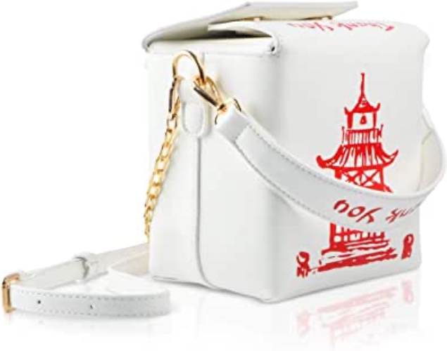 USTYLE Fashion Crossbody Bag, Chinese Takeout Box Style Clutch Bag for Girl - White/Red