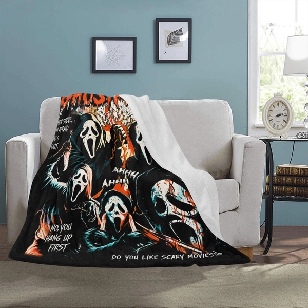GhostFace Ultra Soft Micro Fleece Throw 60x50inch Inch- Scream Throw Blanket Large-Grunge Throw - Horror Inspired Couch Décor