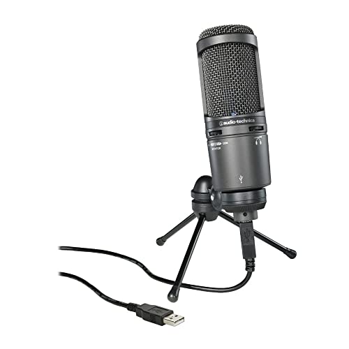 Audio-Technica AT2020USB+ Cardioid Condenser USB Microphone, With Built-In Headphone Jack & Volume Control, Perfect for Content Creators, Black - AT2020USB+