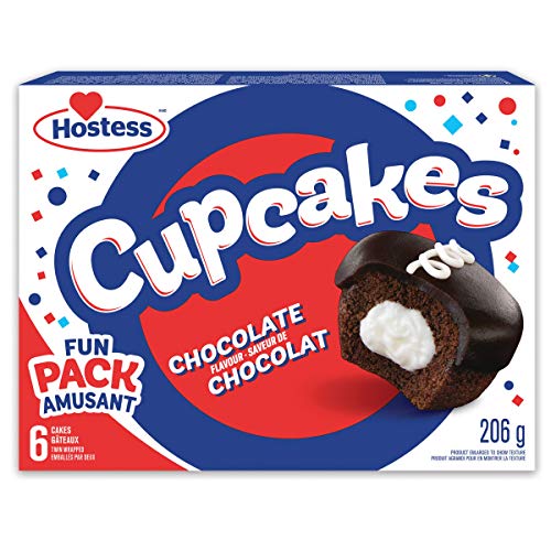 Hostess Chocolate Flavour Cupcakes Contains 6 Cupcakes, 206g/7.3oz {Imported from Canada}, 6 Count (Pack of 1) - 6_cakes - Cupcakes
