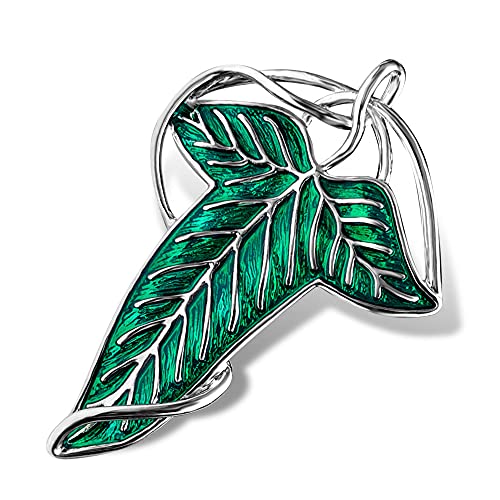 Bahamut Elegant Elven Green Tree Leaf Enamel Pins Brooch for Women Men Suit Pendant Necklace,Cloak Clasp Brooches Cosplay Jewelry - Green,Transparent