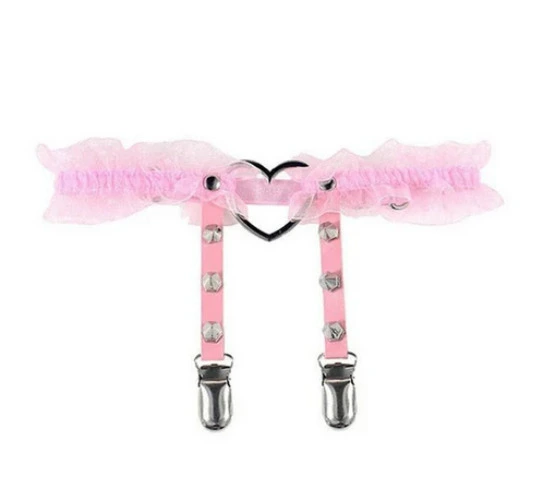 Pink Gothic Leather Garter Collection