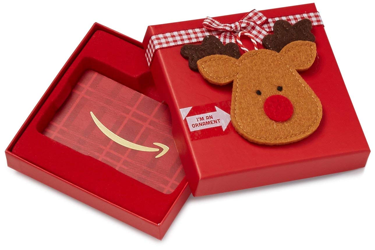 Amazon.com Gift Card in a Holiday Gift Box (Various Designs) - 0 Reindeer Ornament Box