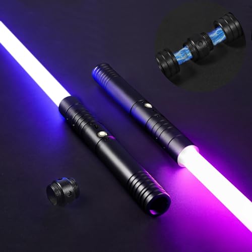 Oomyeh 2 in 1 Dueling Lightsaber Alloy Handle 15 Colors Light Saber Type-C Rechargeable 3 Modes Lightsaber for Kids and Adults Children's Day (2 Pack Black) - 2 Pack-black 15 Colors