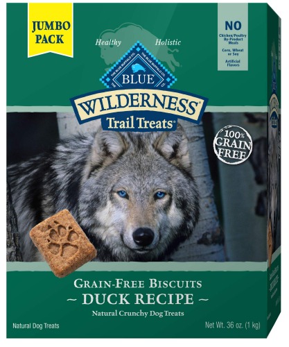 Blue Buffalo Wilderness Trail Treats High Protein Grain Free Crunchy Dog Treats Biscuits, Duck Recipe, 36-oz box - Duck 2.25 Pound (Pack of 1)
