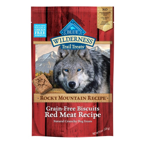 Blue Buffalo Wilderness Rocky Mountain Recipe High Protein Grain Free Crunchy Dog Treats Biscuits, Red Meat 8-oz bag - Red Meat 8 Ounce (Pack of 1)