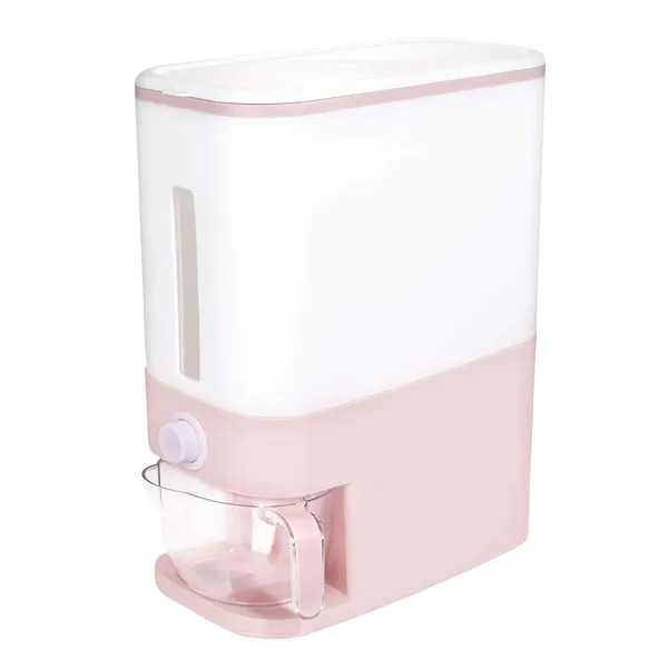 BBG 20 Lbs Pink Rice Dispenser, Plastic Food Storage Container, Large Rice Storage Container with Lid, Moisture Proof Household Cereal Dispenser Bucket, Sealed Grain Container Storage for Kitchen