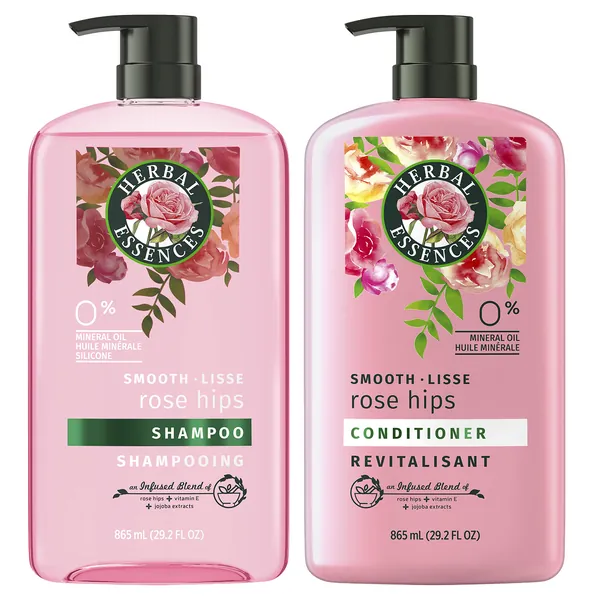 Herbal Essences Shampoo and Conditioner, Vitamin E, Rose Hips and Jojoba Extract, Smooth Collection, Bundle