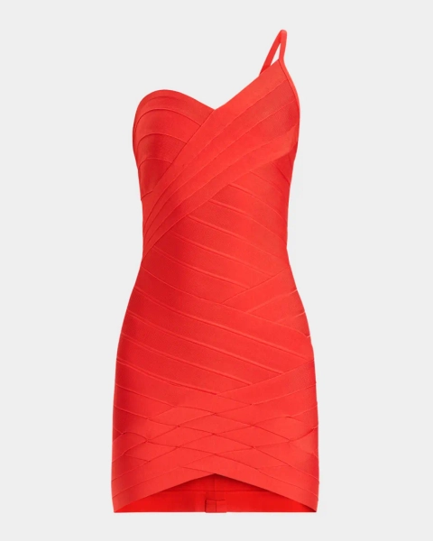 Ally Woven Bandage One-Shoulder Mini Dress