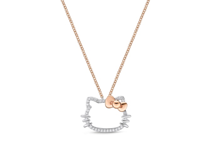 Hello Kitty x Chow Tai Fook White Gold Diamond Necklace | Multicolor