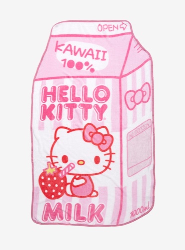 Hello Kitty Milk Carton Figural Throw Blanket