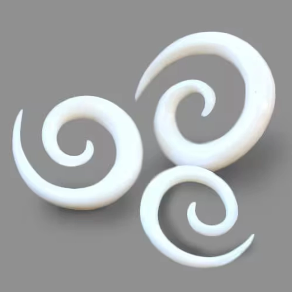 Organic White Buffalo Bone Spiral Taper Earrings | Lightweight Handmade Jewelry | Unique Bone Tapers | Sold as a Pair