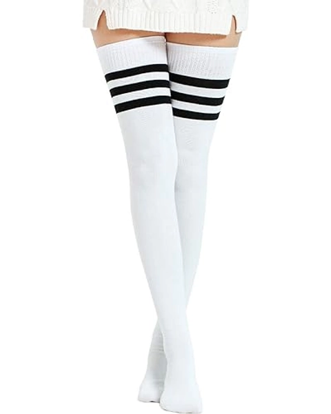 Kayhoma Damen Stripe Thigh High Oberschenkelhohe Socken