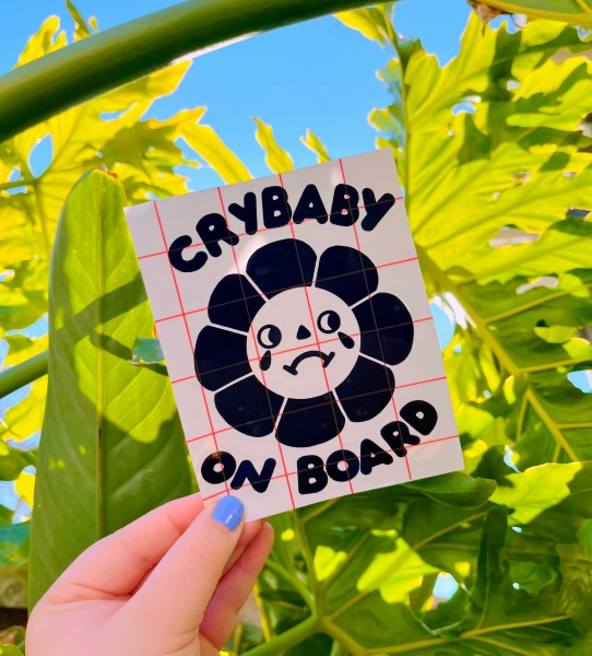 crybaby on board cute bumper sticker vinyl car decal