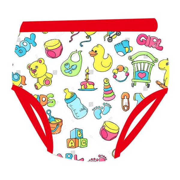 Adorable Red Trimmed Adult Baby Training Pants for Daily
