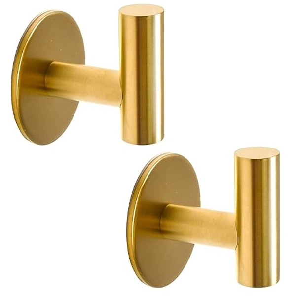 Vuzvuv Handtuchhaken Ohne Bohren Gold Garderobenhaken Edelstahl SUS304 Wandhaken Garderobe Haken Selbstklebend Kleiderhaken für Küche,Badezimmer,Büro,2 Stück