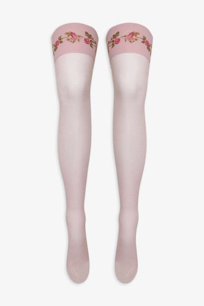 Rose Vine Thigh-High Socks — Pink