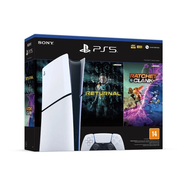 PlayStation 5 Slim Sony, SSD 1TB, Edição Digital, Com Controle Sem Fio DualSense, Branco + 2 Jogos Digitais
