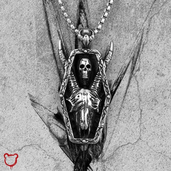 Skull Horn Necklace - Stainless Steel