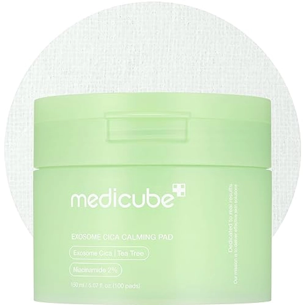 medicube Exosome CICA Tea Tree Calming Toner Pads for Sensitive Skin with Centella Asiatica Help Reduce Redness & breakouts. Low-irritating & Hydrating Daily Care, Korean Skincare, Vegan (100 Pads)