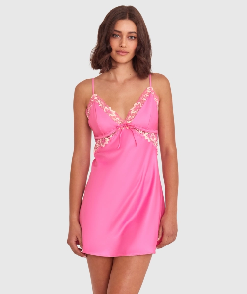 Brasnthings - Arla Short Slip - Pink/Light Yellow 