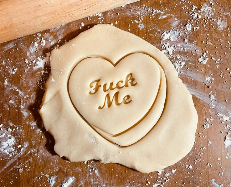 Fuck me conversation heart cookie cutter