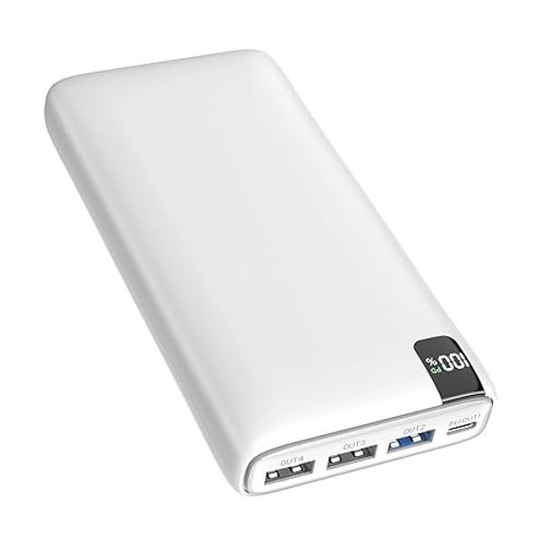 A ADDTOP Powerbank 26800mAh USB C Tragbares Ladegerät mit 4 Ports externer Akku mit 22.5W Power Delivery kompatibel mit iPhone, Samsung, Nintendo, MacBook und mehr (Weiß)