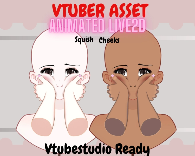 Animated- Vtuber  hands Asset | Squish cheeks| vtuber hand asset | Twitch Asset |Twitch redeem, VTuber hands| Funny Vtuber Asset head pat