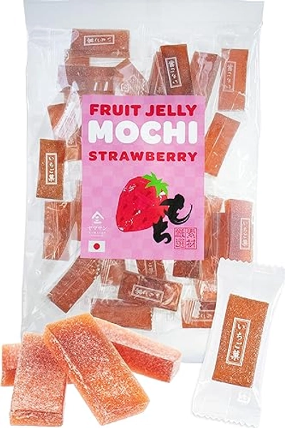 YAMASAN KYOTO UJI Jelly Fruit Mochi, Japanese Traditional Candy, individually wrapped, Artisanal Handworks, Juicy Strawberry, 300g