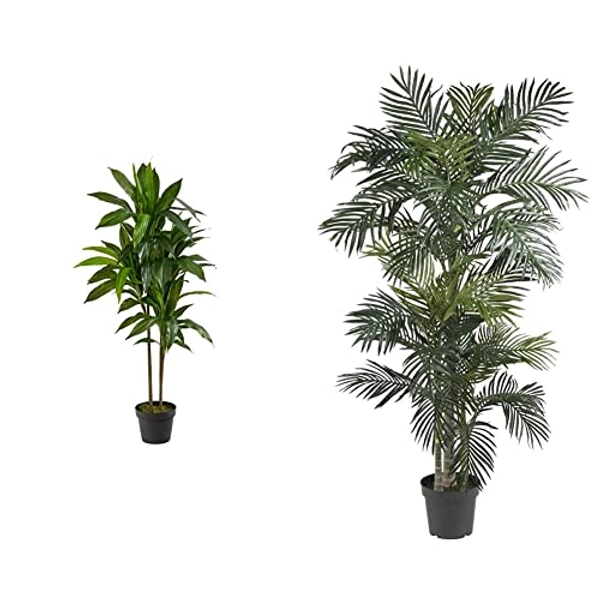 Nearly Natural 48in. Dracaena Silk (Real Touch) Artificial Plant, 48", Green 5289 6.5ft. Golden Cane Palm Silk Tree, Green